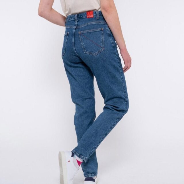 1083 - JEANS MOM 208H MAM DELAVE taille haute coton bio indigo ocean