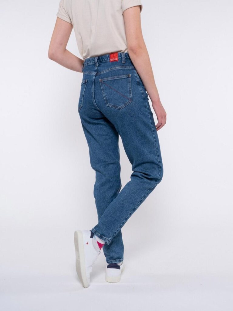 1083 - JEANS MOM 208H MAM DELAVE taille haute coton bio indigo ocean