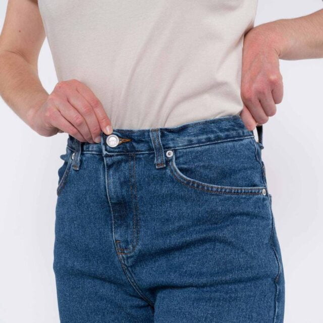 1083 - JEANS MOM 208H MAM DELAVE taille haute coton bio indigo ocean