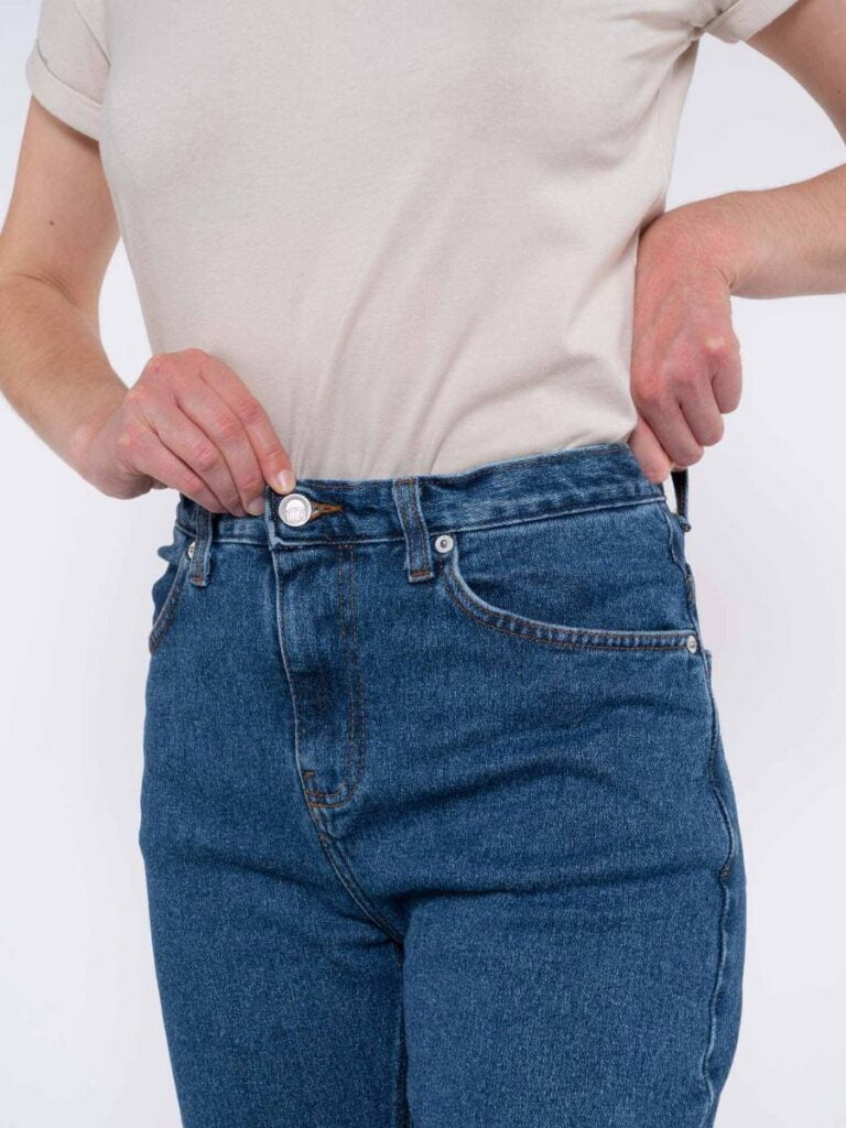 1083 - JEANS MOM 208H MAM DELAVE taille haute coton bio indigo ocean