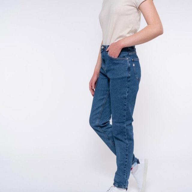 1083 - JEANS MOM 208H MAM DELAVE taille haute coton bio indigo ocean