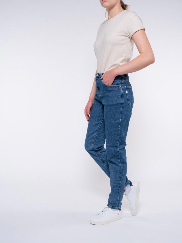 1083 - JEANS MOM 208H MAM DELAVE taille haute coton bio indigo ocean