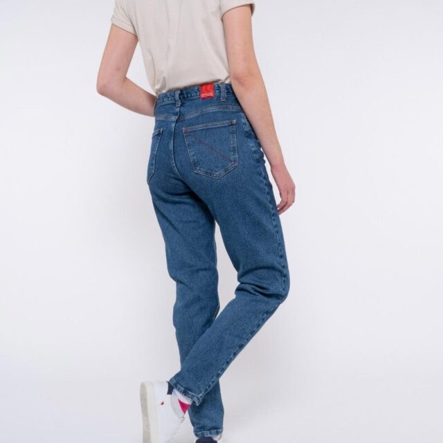 1083 - JEANS MOM 208H MAM DELAVE taille haute coton bio indigo ocean