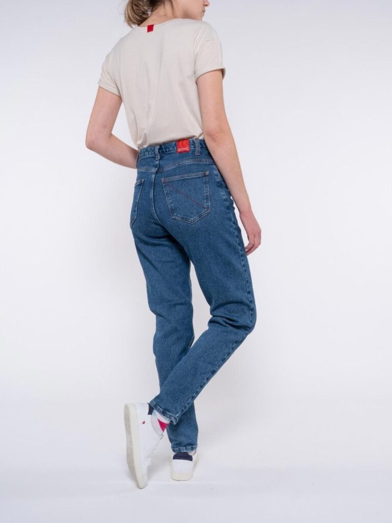 1083 - JEANS MOM 208H MAM DELAVE taille haute coton bio indigo ocean