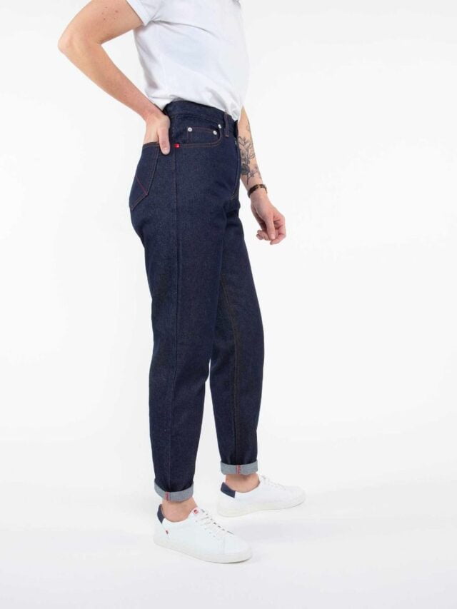 1083 - JEANS MOM 208H 100 % coton bio superdenim classique indigo brut