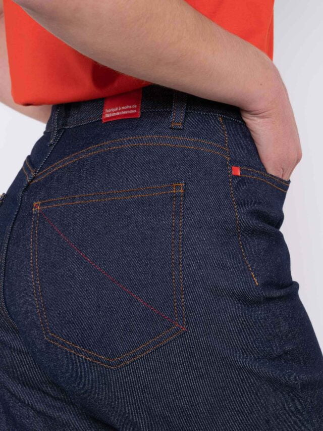 1083 - JEANS MOM 208H  flex coton bio indigo brut