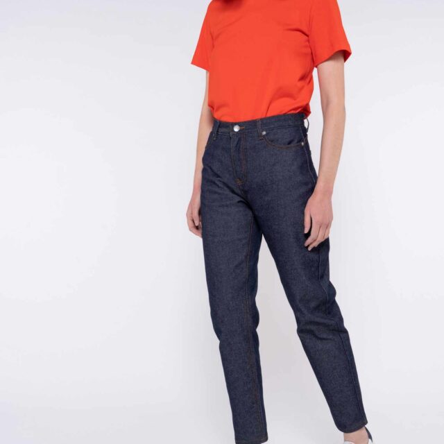 1083 - JEANS MOM 208H  flex coton bio indigo brut