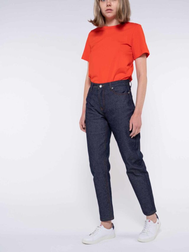 1083 - JEANS MOM 208H  flex coton bio indigo brut