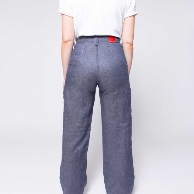 1083 - JEANS LIN LARGE 214H taille haute denimoriginal bleu Femme