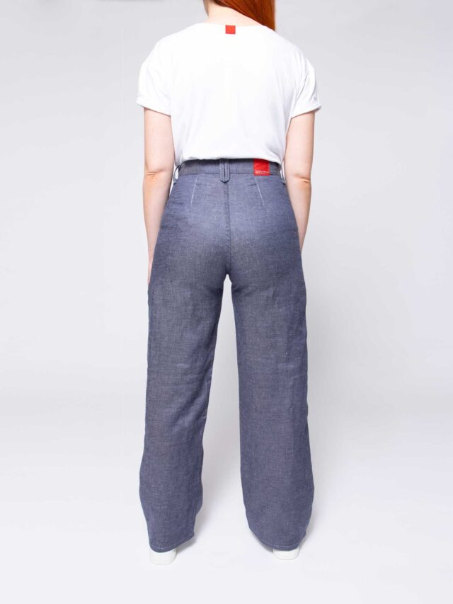 1083 - JEANS LIN LARGE 214H taille haute denimoriginal bleu Femme