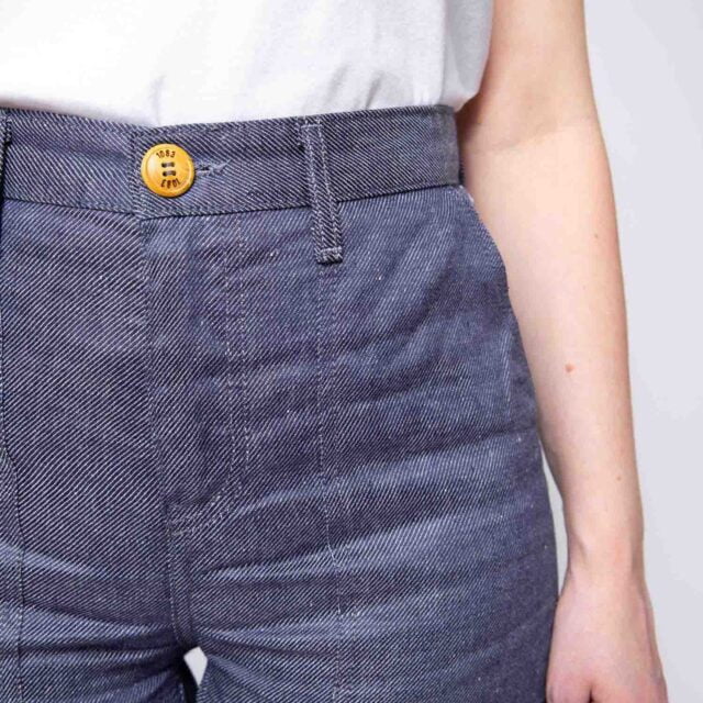 1083 - JEANS LIN LARGE 214H taille haute denimoriginal bleu Femme