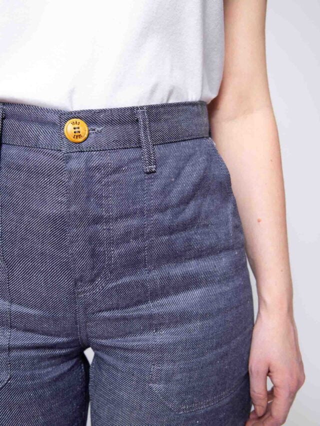 1083 - JEANS LIN LARGE 214H taille haute denimoriginal bleu Femme