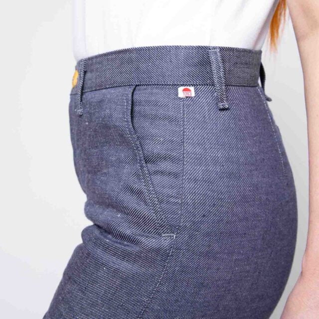 1083 - JEANS LIN LARGE 214H taille haute denimoriginal bleu Femme