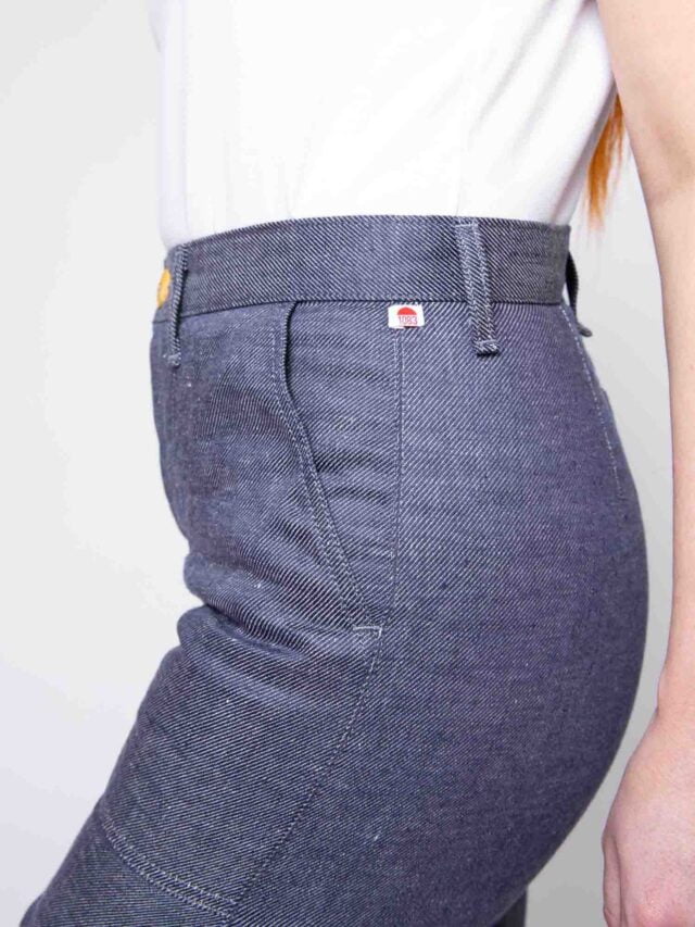 1083 - JEANS LIN LARGE 214H taille haute denimoriginal bleu Femme