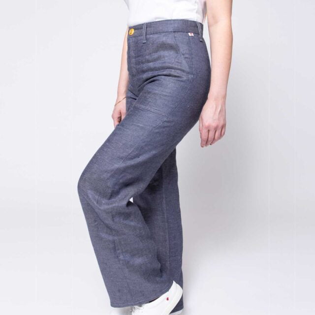 1083 - JEANS LIN LARGE 214H taille haute denimoriginal bleu Femme