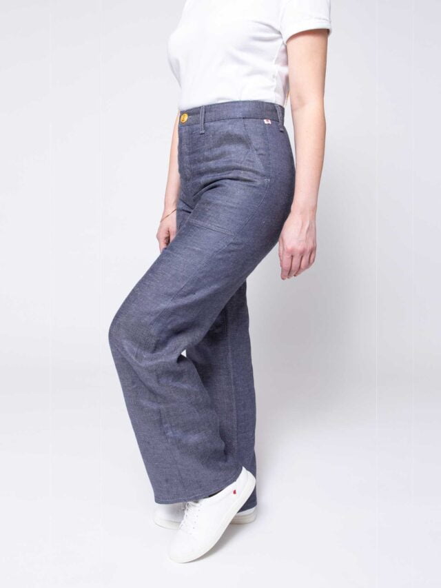 1083 - JEANS LIN LARGE 214H taille haute denimoriginal bleu Femme