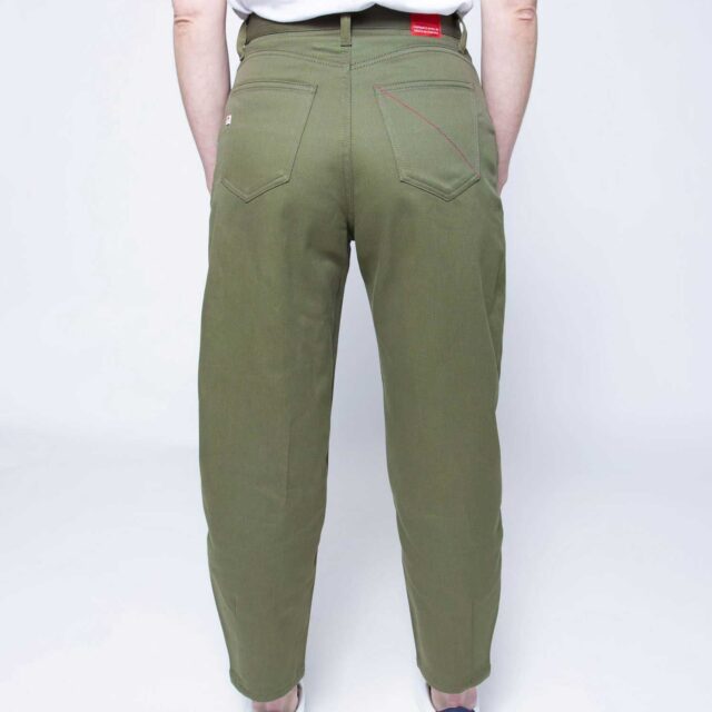 1083 - JEANS BALLON 218H taille haute coton bio denimoriginal uni kaki Femme