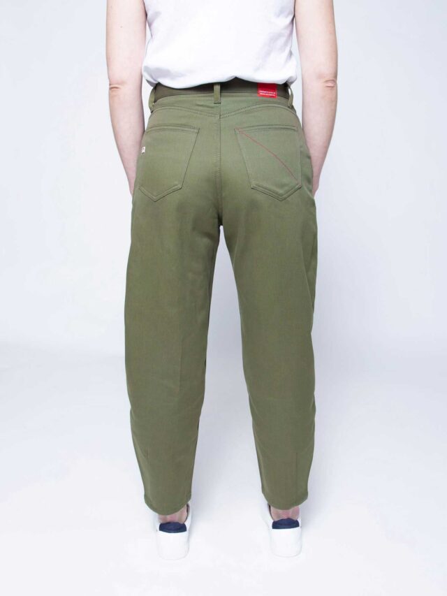 1083 - JEANS BALLON 218H taille haute coton bio denimoriginal uni kaki Femme