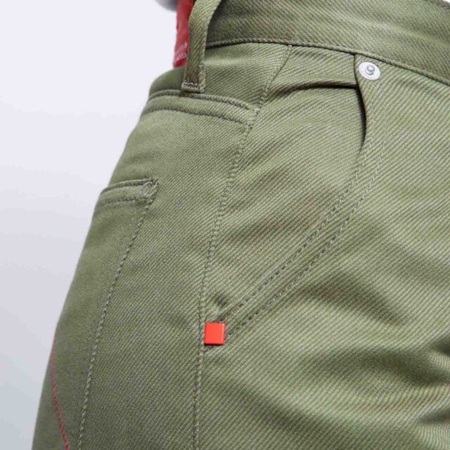 1083 - JEANS BALLON 218H taille haute coton bio denimoriginal uni kaki Femme