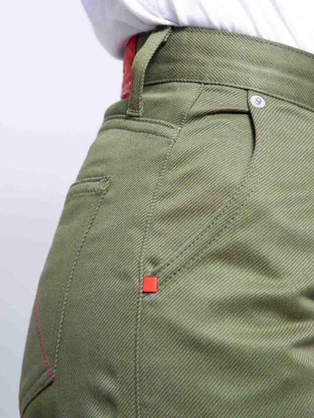 1083 - JEANS BALLON 218H taille haute coton bio denimoriginal uni kaki Femme