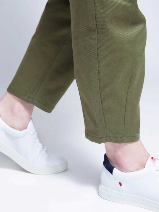 1083 - JEANS BALLON 218H taille haute coton bio denimoriginal uni kaki Femme