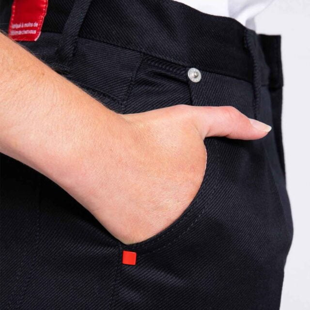 1083 - JEANS BALLON 218H taille haute coton bio denimoriginal uni noir Femme