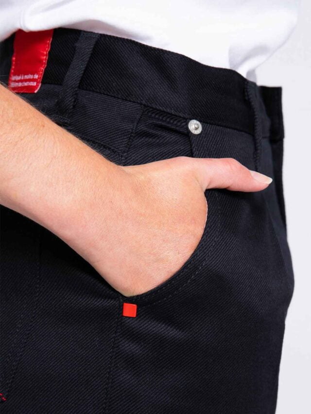 1083 - JEANS BALLON 218H taille haute coton bio denimoriginal uni noir Femme