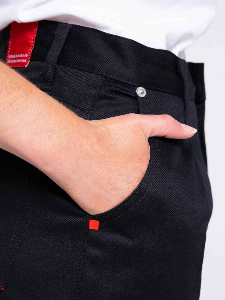 1083 - JEANS BALLON 218H taille haute coton bio denimoriginal uni noir Femme