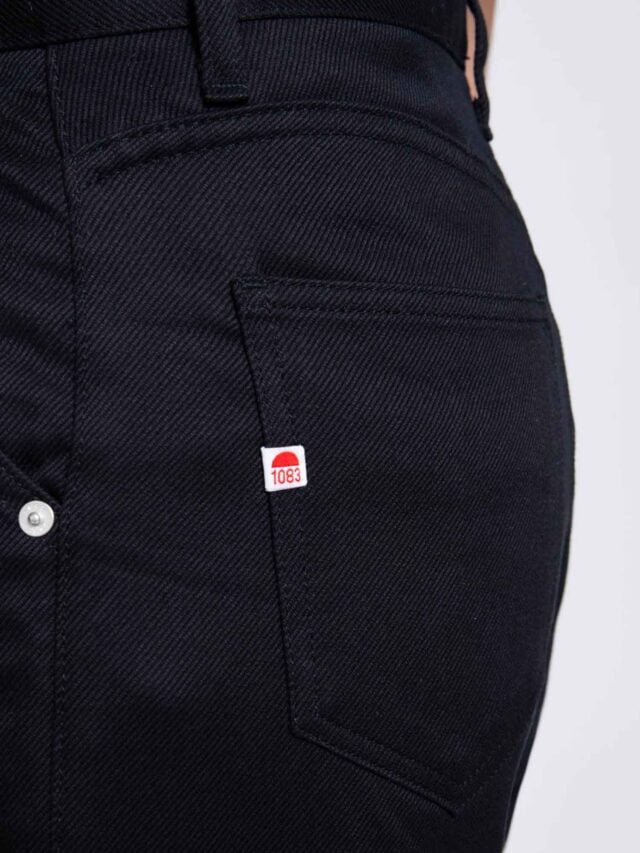 1083 - JEANS BALLON 218H taille haute coton bio denimoriginal uni noir Femme