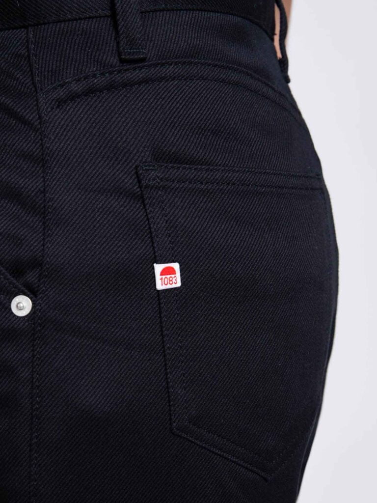 1083 - JEANS BALLON 218H taille haute coton bio denimoriginal uni noir Femme