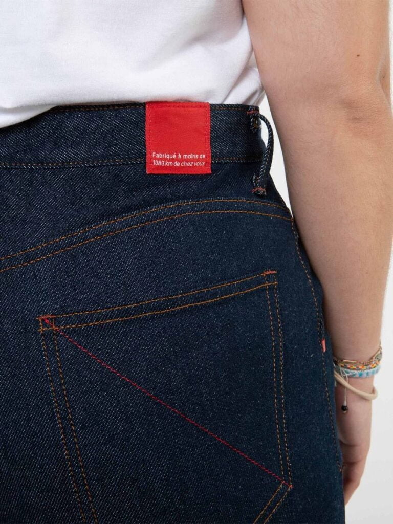 1083 - JEANS BALLON 218H bleu 100 % coton bio denim