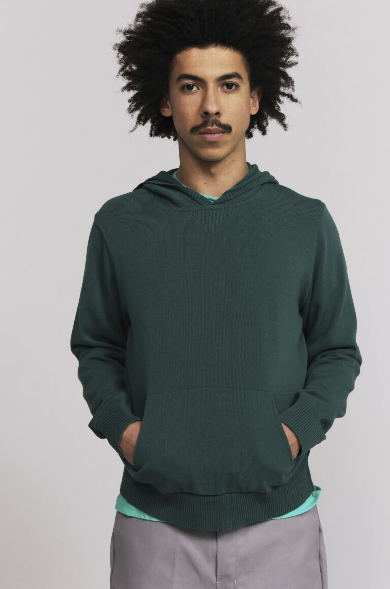 Pull Sevan capuche vert Méditerranée