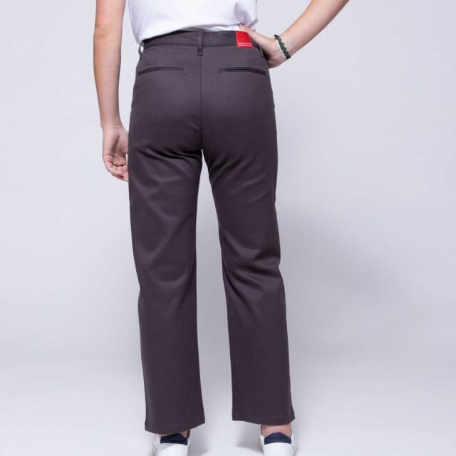 1083 - CHINO DROIT 7/8EME 261H taille haute coton bio uni anthracite