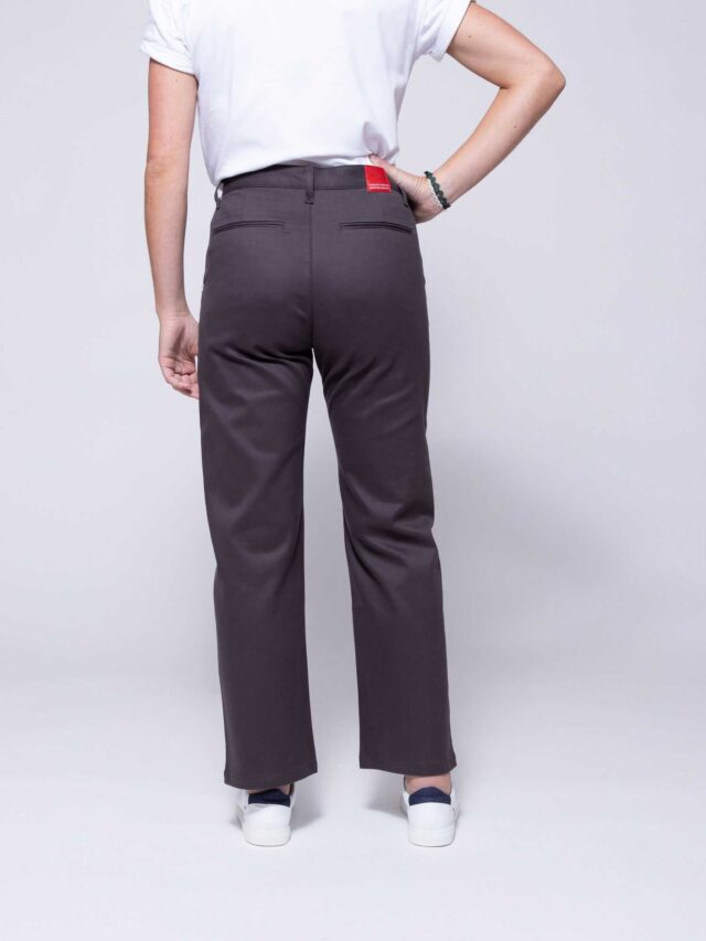 1083 - CHINO DROIT 7/8EME 261H taille haute coton bio uni anthracite