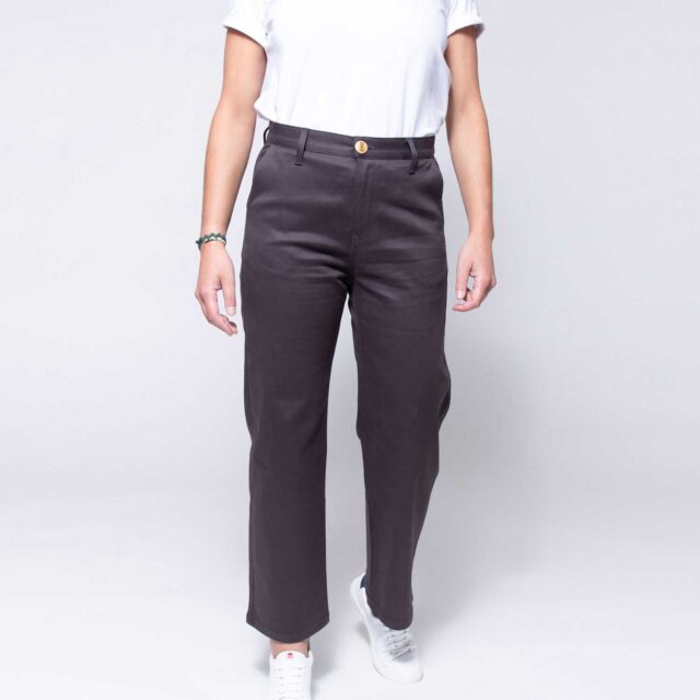 1083 - CHINO DROIT 7/8EME 261H taille haute coton bio uni anthracite