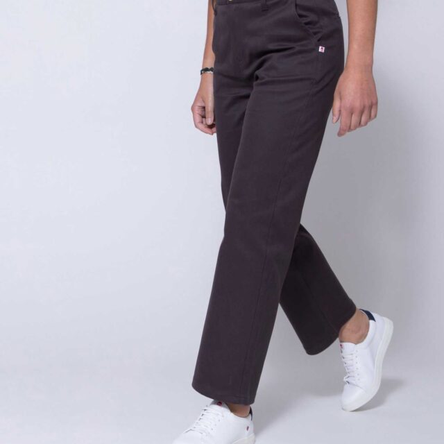 1083 - CHINO DROIT 7/8EME 261H taille haute coton bio uni anthracite