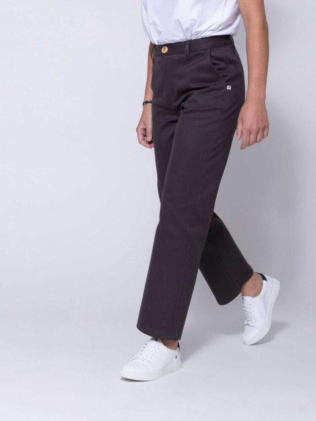 1083 - CHINO DROIT 7/8EME 261H taille haute coton bio uni anthracite
