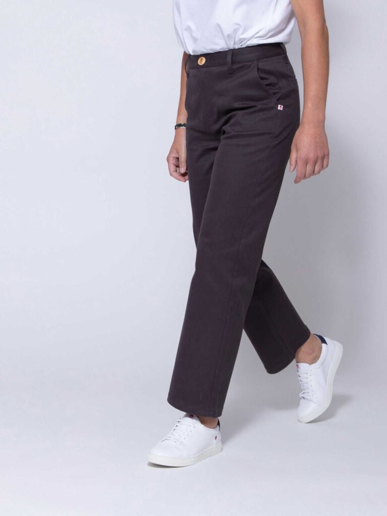1083 - CHINO DROIT 7/8EME 261H taille haute coton bio uni anthracite