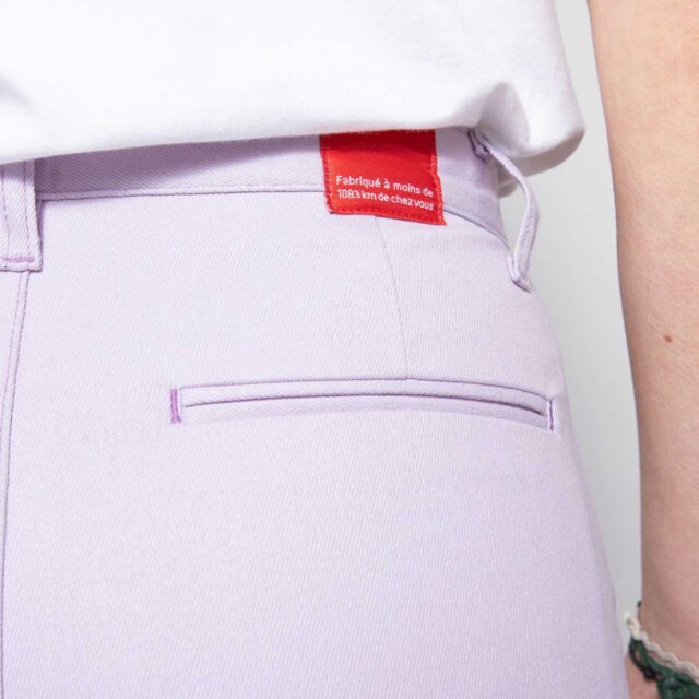 1083 - PANTALON LILAS LARGE 261H taille haute coton bio filidenim flex Femme