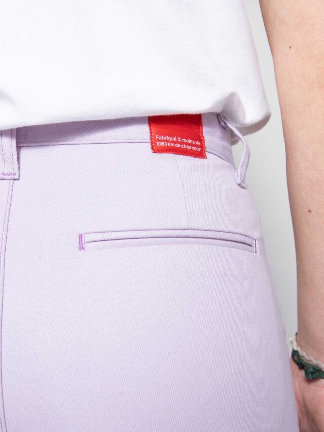 1083 - PANTALON LILAS LARGE 261H taille haute coton bio filidenim flex Femme