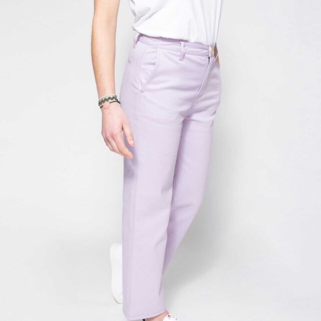 1083 - PANTALON LILAS LARGE 261H taille haute coton bio filidenim flex Femme
