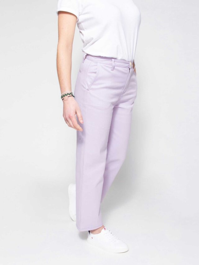 1083 - PANTALON LILAS LARGE 261H taille haute coton bio filidenim flex Femme