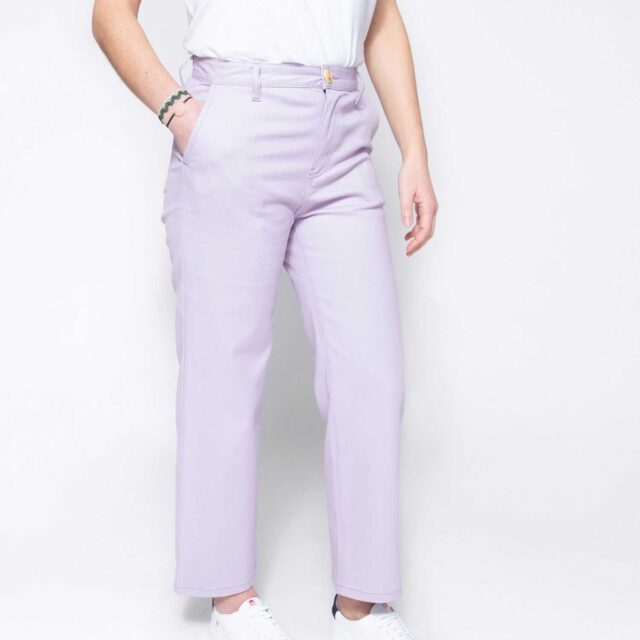 1083 - PANTALON LILAS LARGE 261H taille haute coton bio filidenim flex Femme