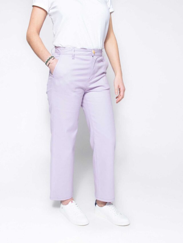 1083 - PANTALON LILAS LARGE 261H taille haute coton bio filidenim flex Femme
