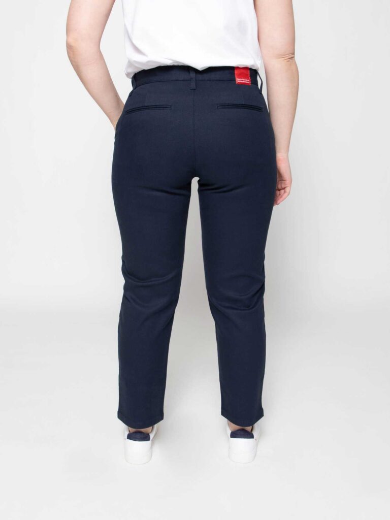 1083 - CHINO AJUSTE 263N 7/8EME coton bio filidenim flex uni bleu marine Femme