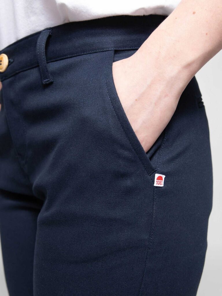 1083 - CHINO AJUSTE 263N 7/8EME coton bio filidenim flex uni bleu marine Femme