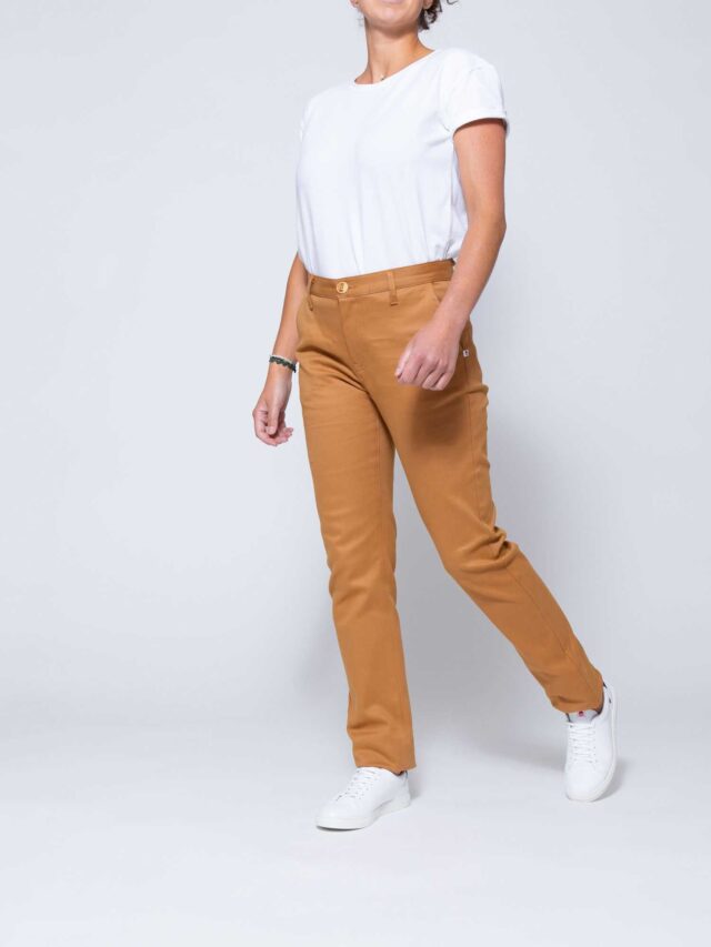 1083 - CHINO AJUSTE 263N coton bio filidenim flex uni camel Femme