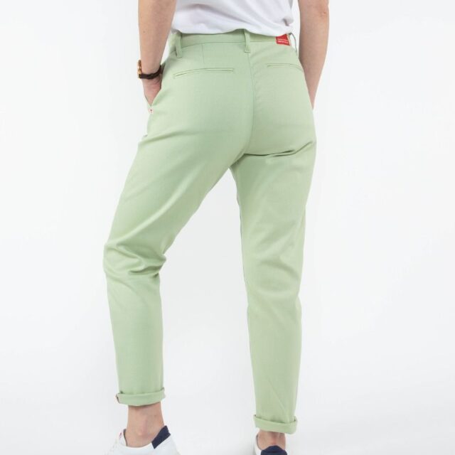 1083 - CHINO AJUSTE 263N coton bio filidenim flex uni vert amande Femme