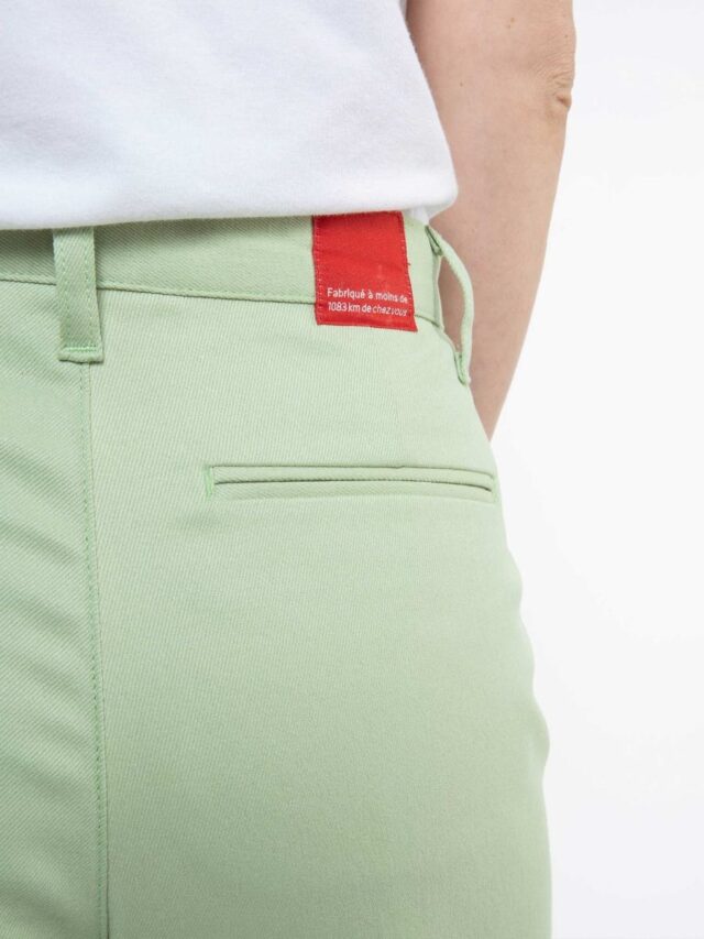 1083 - CHINO AJUSTE 263N coton bio filidenim flex uni vert amande Femme