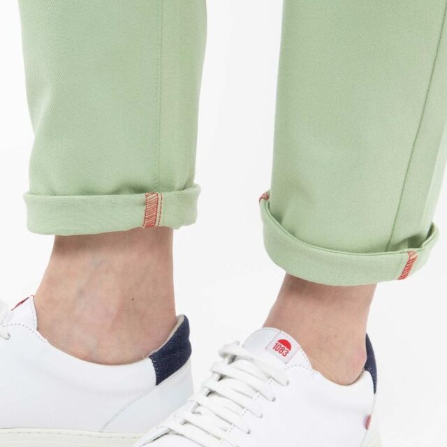 1083 - CHINO AJUSTE 263N coton bio filidenim flex uni vert amande Femme